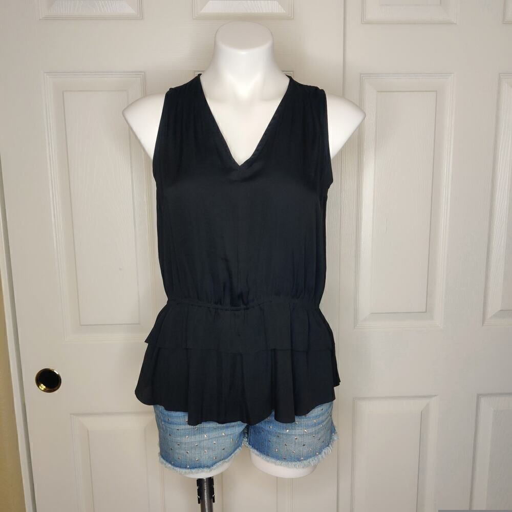 Banana Republic silky peplum ruffle V-neck sleeve top sz XS